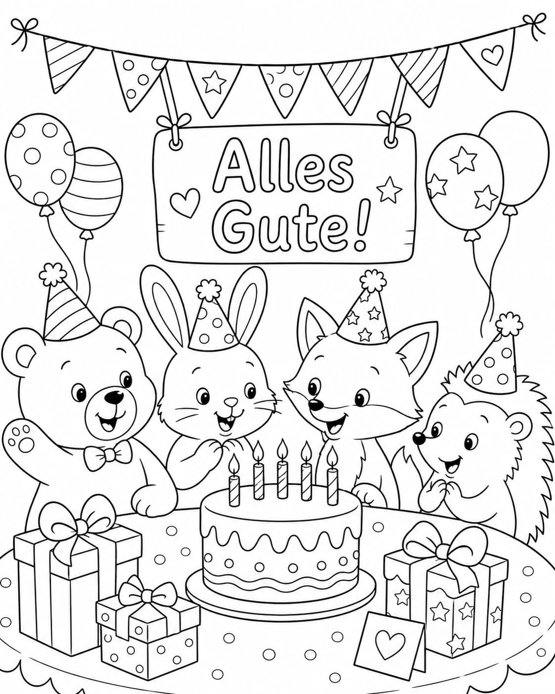 Geburtstag Motiv 6 als kostenloses Ausmalbild für Kinder